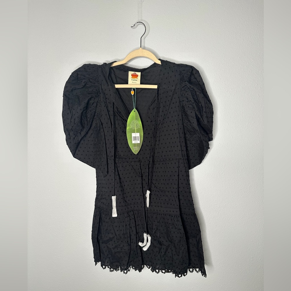 Farm Rio black polka dot mini dress size XS new with tags